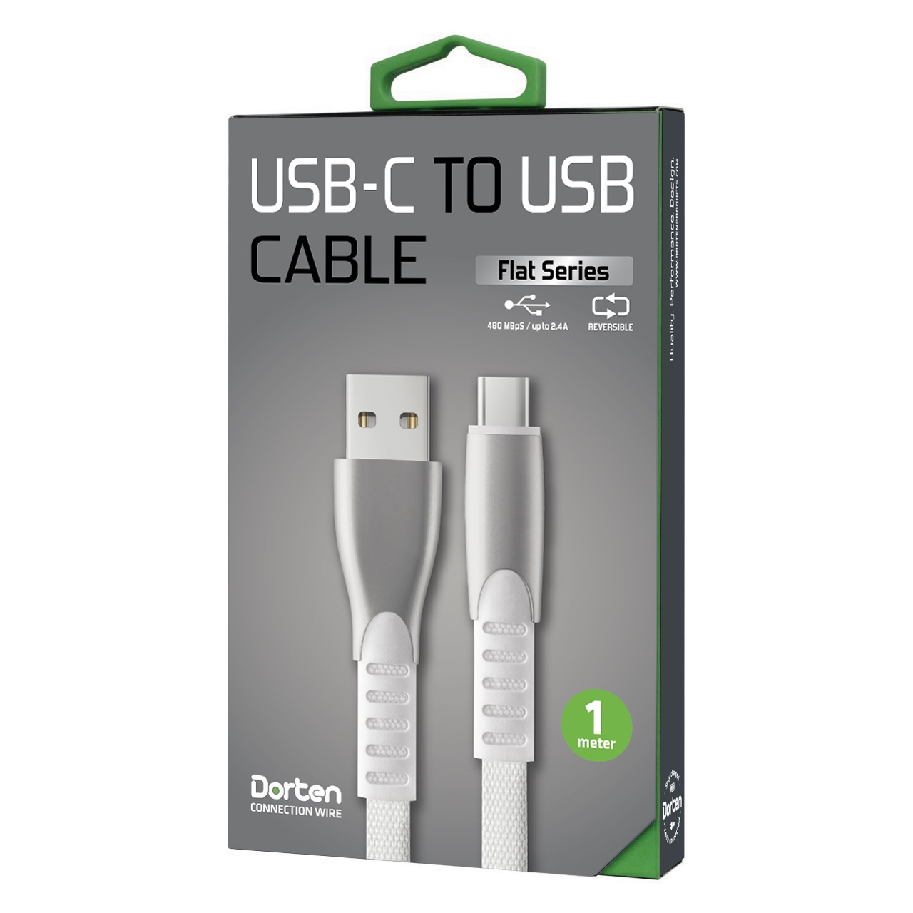 фото Кабель DORTEN USB-C to USB cable: Flat Series 1 meter, белый