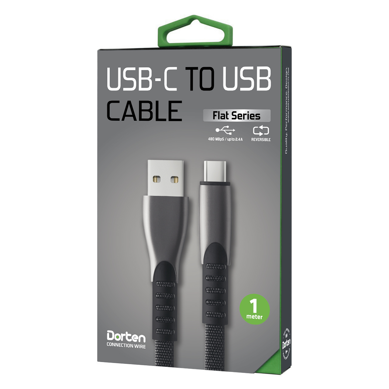 фото Кабель DORTEN USB-C to USB cable: Flat Series 1 meter, черный