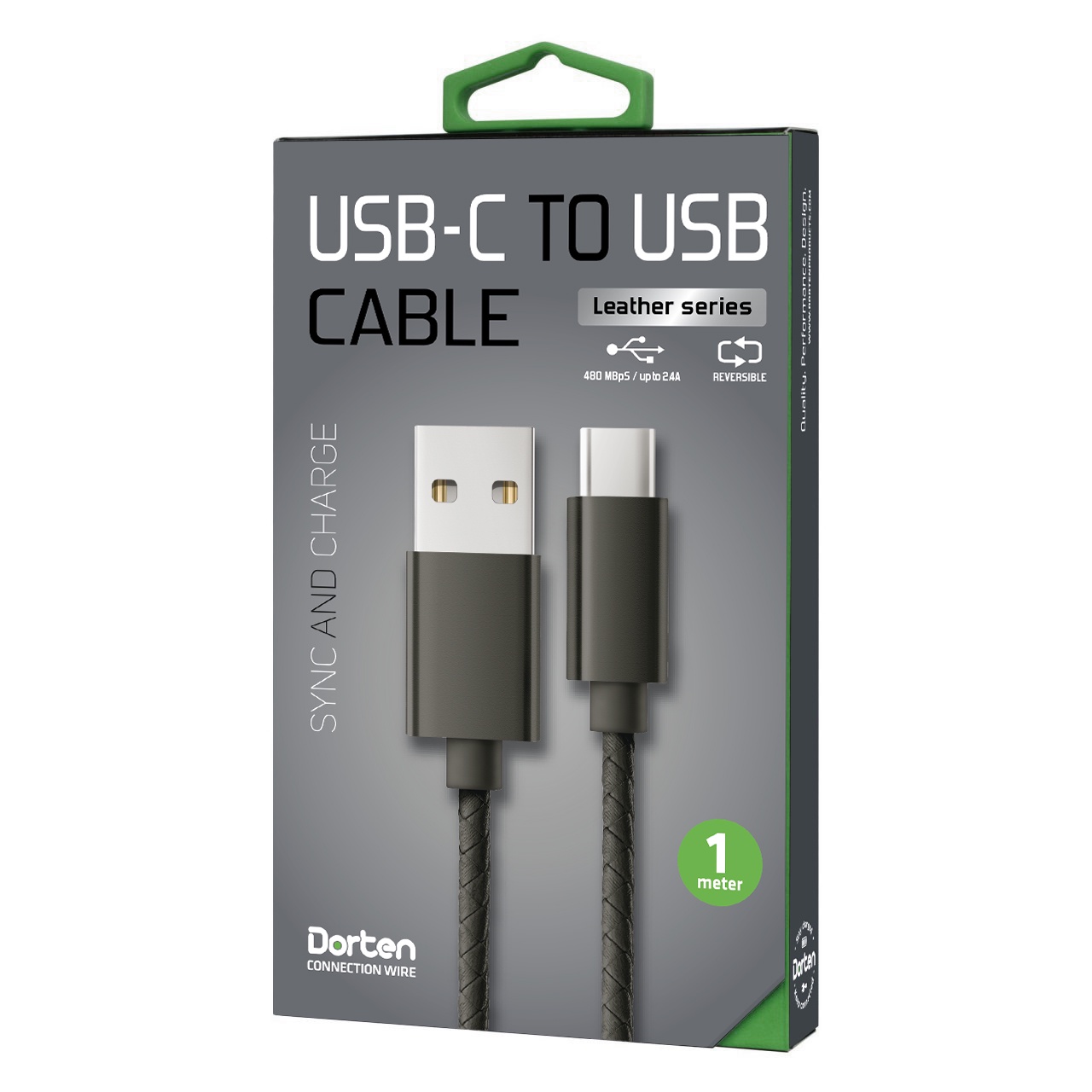 фото Кабель DORTEN USB-C to USB cable: Leather Series 1 meter, черный