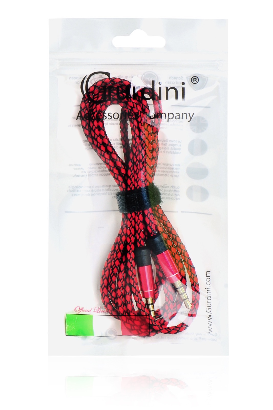 фото Кабель Gurdini 908205 AUX 3.5-3.5мм Stereo+Microphone плетеный 1.5м, черный, красный