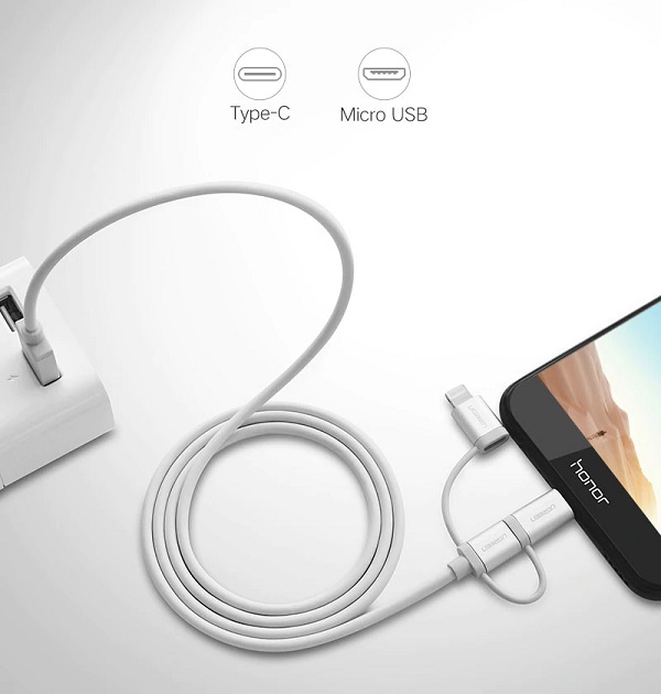 фото Кабель Ugreen 3-в-1 USB Cable with Mfi Certificated Lightning 1.0M (белый)