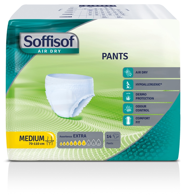 Подгузники-трусики (Soffisof Pants Pull Up Diapers Extra size M); 14 шт. Произведено в Италии.