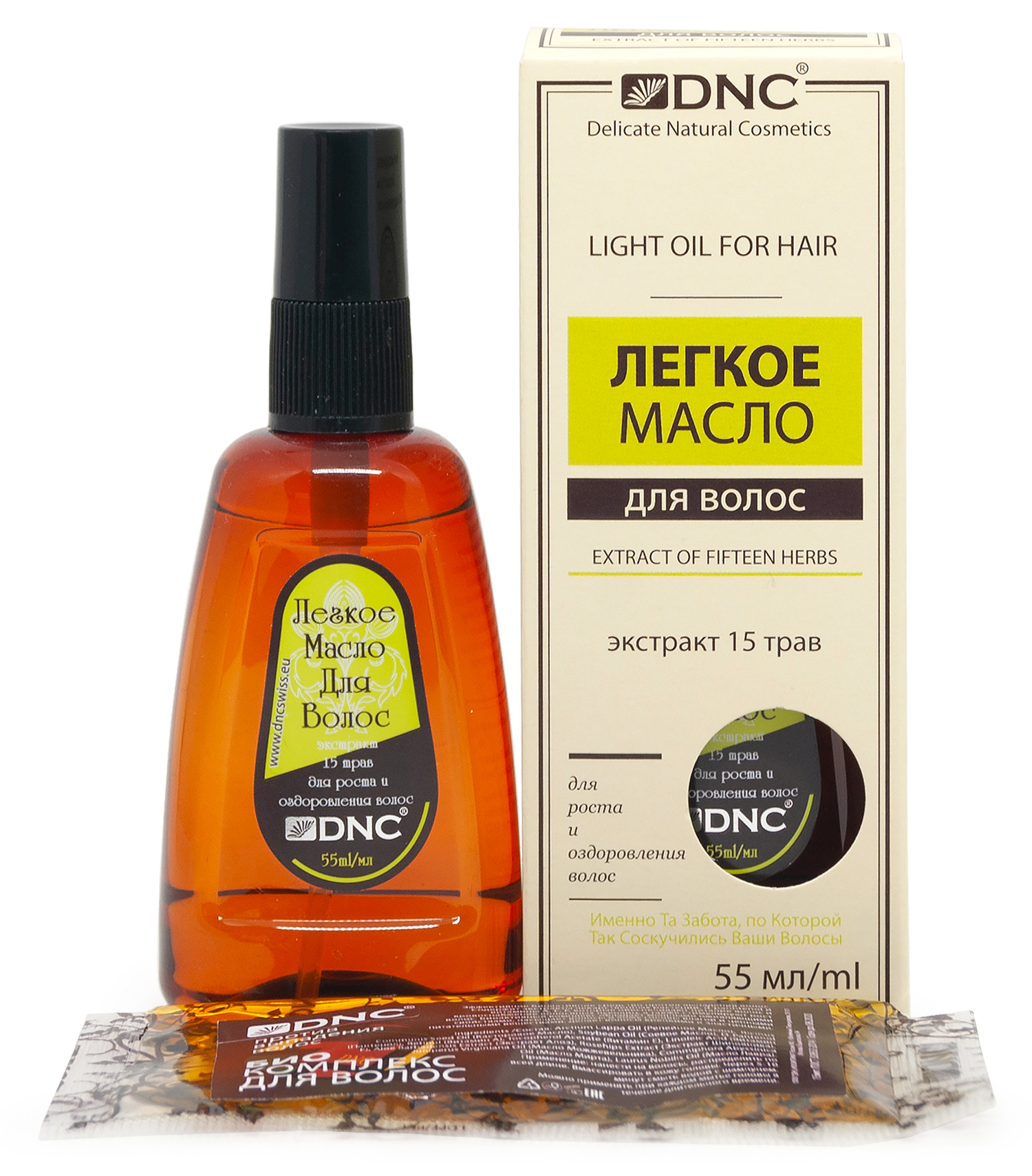 фото Набор: DNC Легкое масло для волос 55 мл + Подарок Биокомплекс против выпадения волос 15 мл