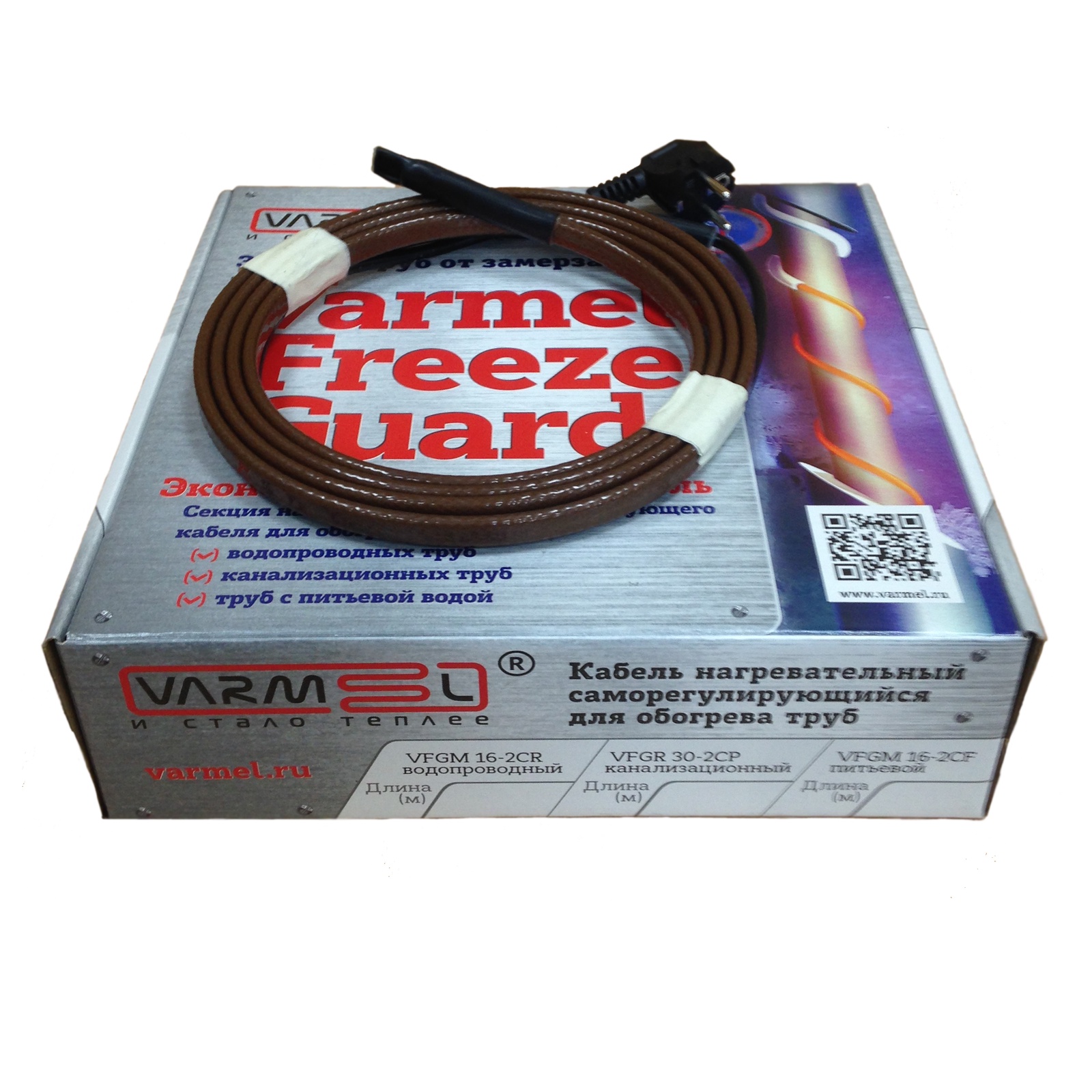 Греющий кабель Varmel Freeze Guard 30VFGR2-CP-3м нагревательная секция (комплект канализационный), коричневый