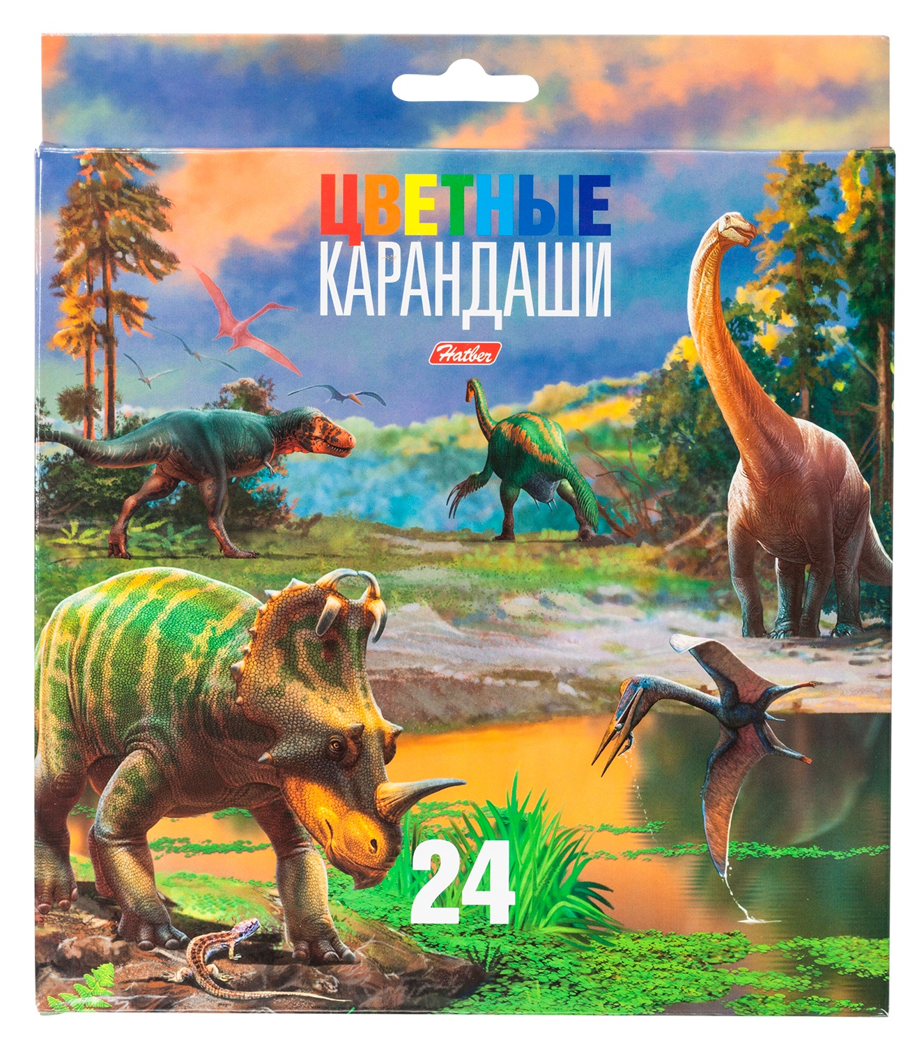 фото HATBER Набор цветных карандашей "Динозавры", 24 цвета.