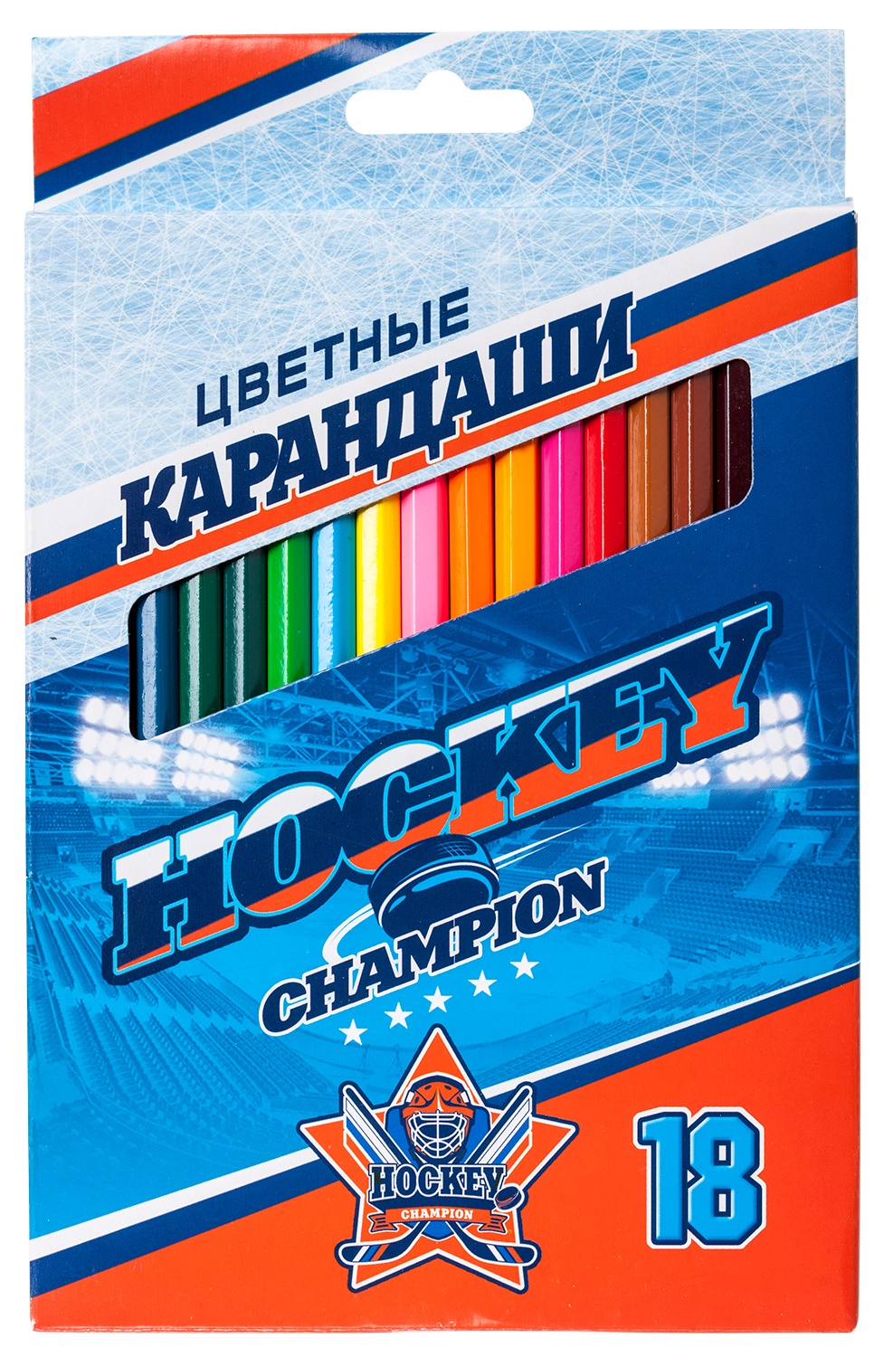 фото HATBER Набор цветных карандашей "Хоккей", 18 цветов.