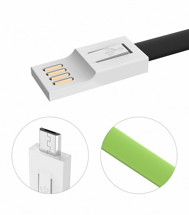 фото Кабель Floveme Плоский micro-USB кабель-брелок, черный