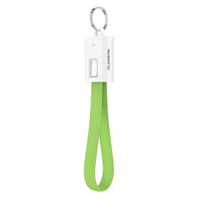 Кабель Floveme Плоский micro-USB кабель-брелок, зеленый