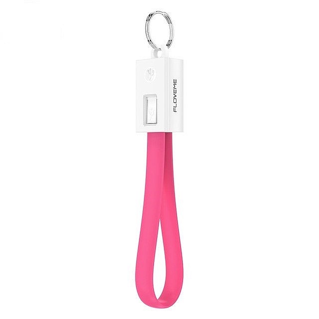 Кабель Floveme Плоский micro-USB кабель-брелок, розовый