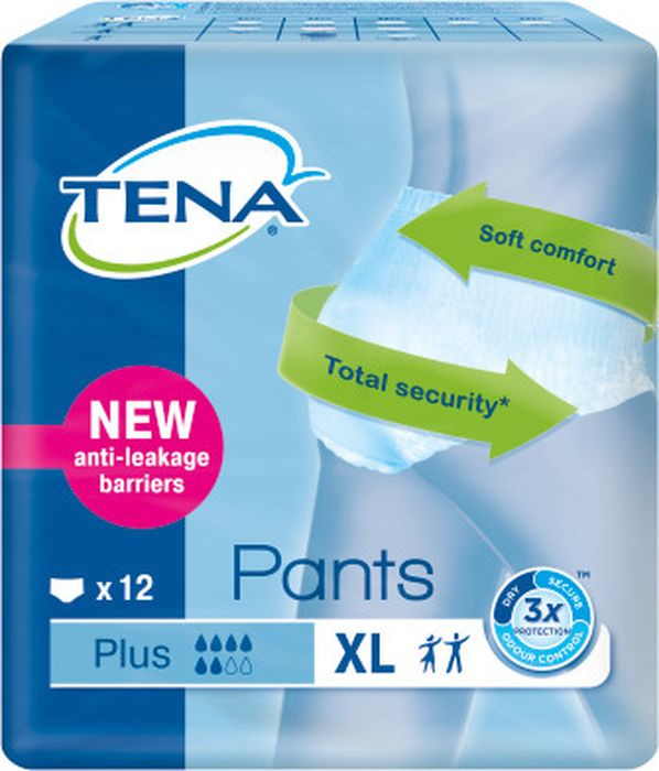 Подгузники-трусы для взрослых Tena Pants Plus, размер XL, 12 шт