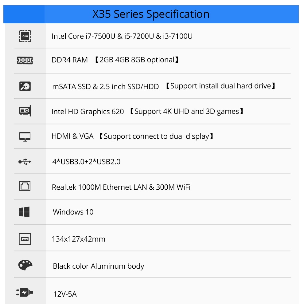 фото Мини ПК ONZO X35 i7 6500U HD Graphics 520 4K HDMI Barebone no WIFI