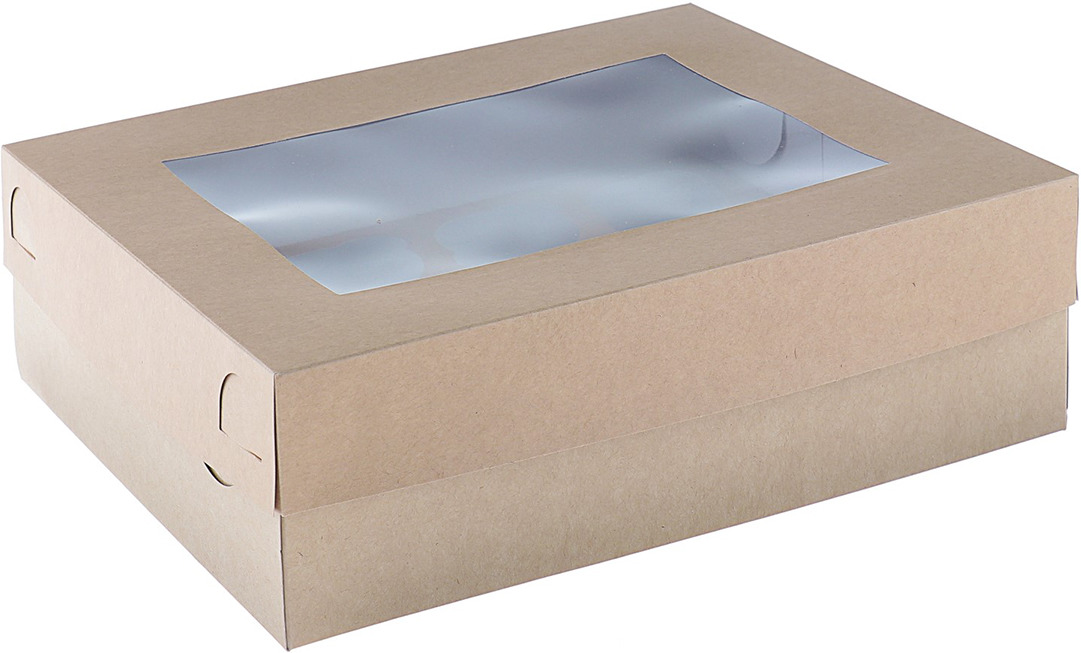фото Упаковка для капкейков, 1358900, с окном, на 12 шт, 32 х 25,5 х 10 см Ооо "джидипро"