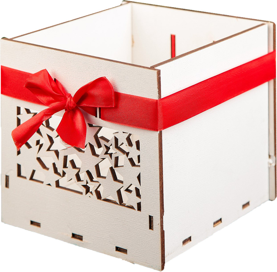 фото Подарочная коробка, со звездочками, белый, 16,3 х 16,6 х 16,2 см Ооо "айтоппер"