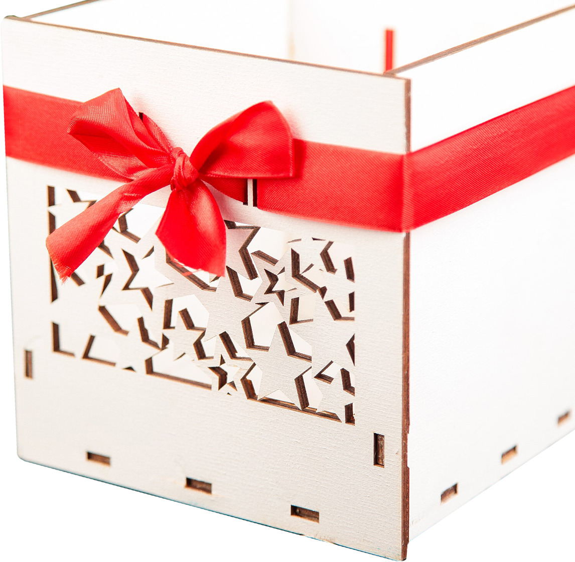фото Подарочная коробка, со звездочками, белый, 16,3 х 16,6 х 16,2 см Ооо "айтоппер"