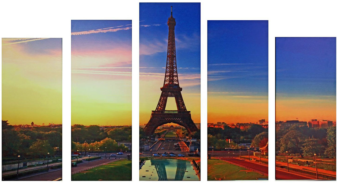 фото Картина Художественная мастерская Палитра "Париж", модульная, 1137922, 75 х 135 см Художественная мастерская «палитра»