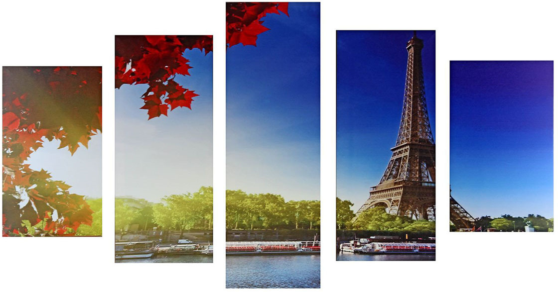 фото Картина Художественная мастерская Палитра "Прогулка по Парижу", модульная, 1165968, 72 х 125 см Художественная мастерская «палитра»
