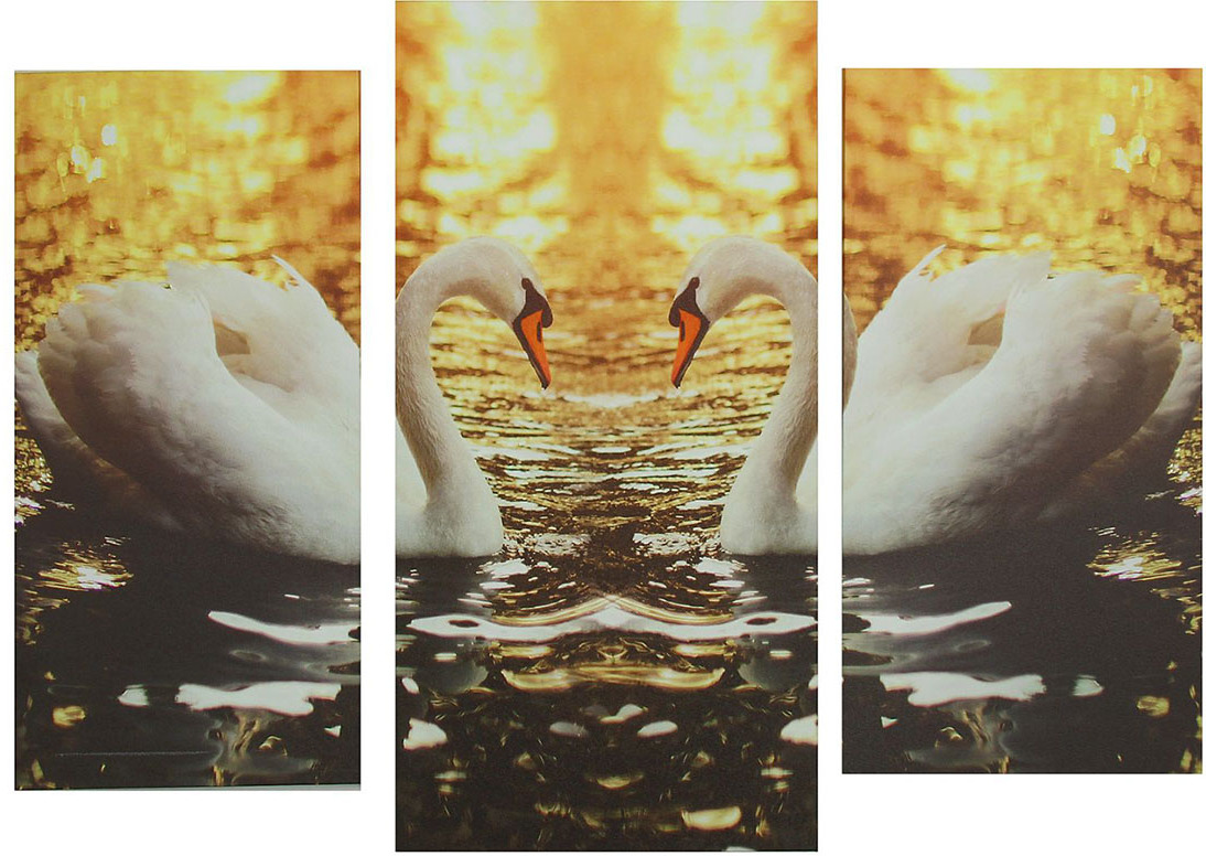 фото Картина Сюжет "Лебеди", модульная, 1259772, 60 х 100 см