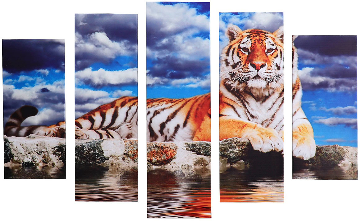 фото Картина Постер-Лайн "Тигр", модульная, 1336995, 115 х 80 см