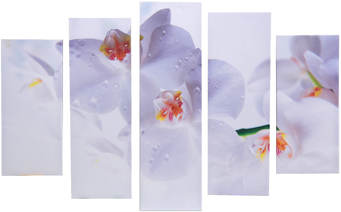 фото Картина Постер-Лайн "Белые орхидеи", модульная, 1337015, 115 х 80 см