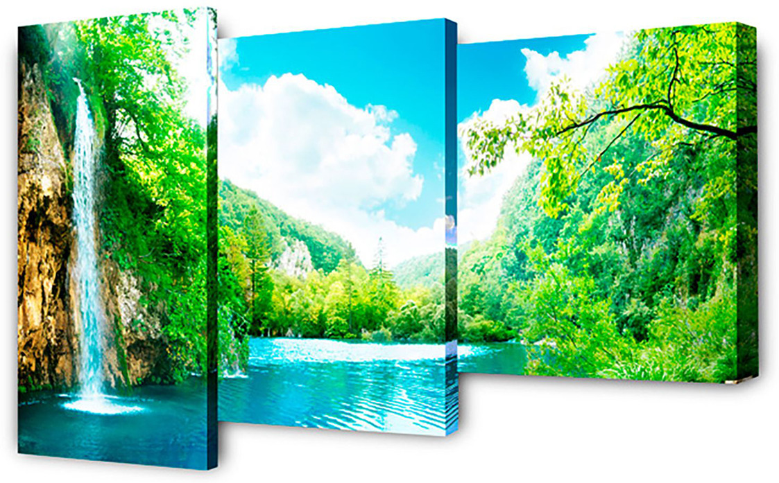 фото Картина Topposters Водопад у горной реки, модульная, 1358883, 78 х 50 см