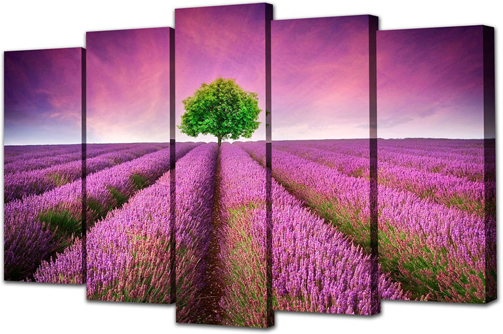 фото Картина Topposters Фиолетовое поле, модульная, 1414563, 125 х 80 см