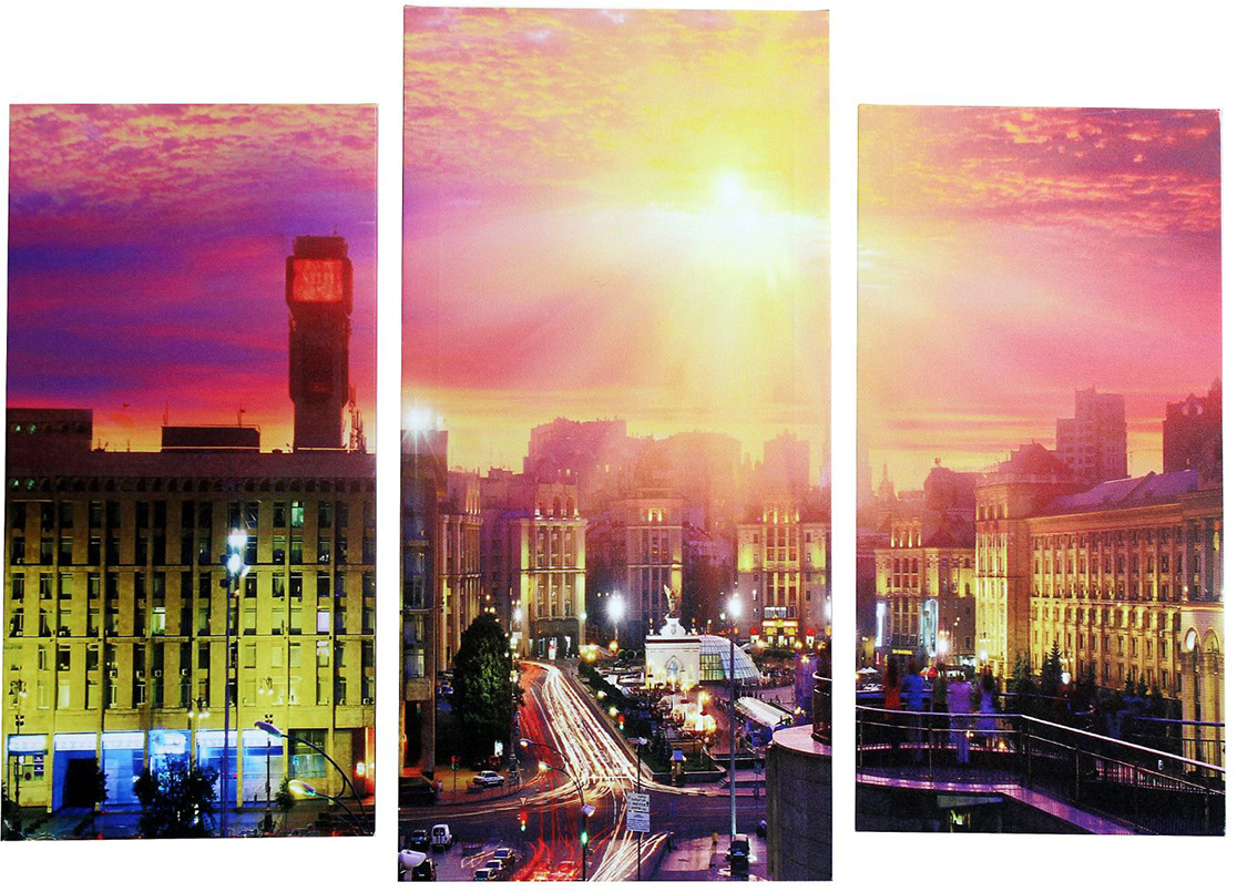 фото Картина Сюжет "Город на закате", модульная, 1722558, 60 х 80 см