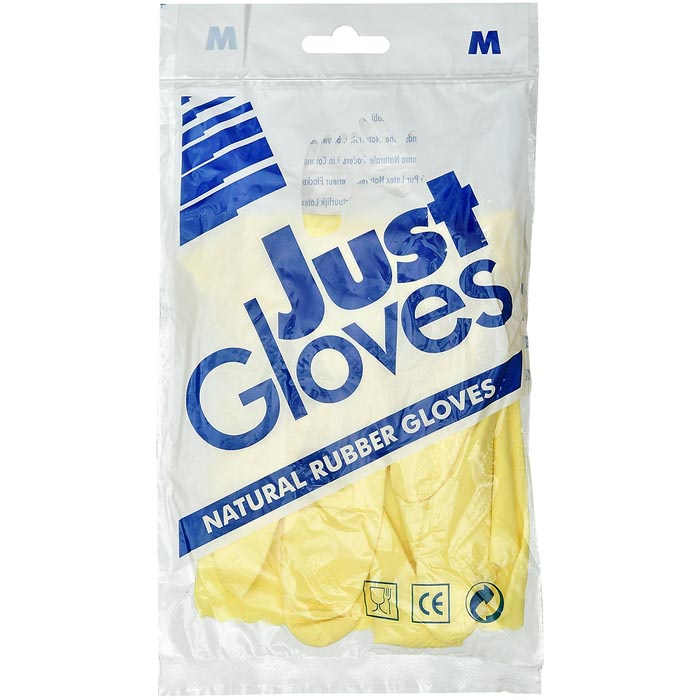 Перчатки хозяйственные Just Gloves резиновые желтые, M, желтый