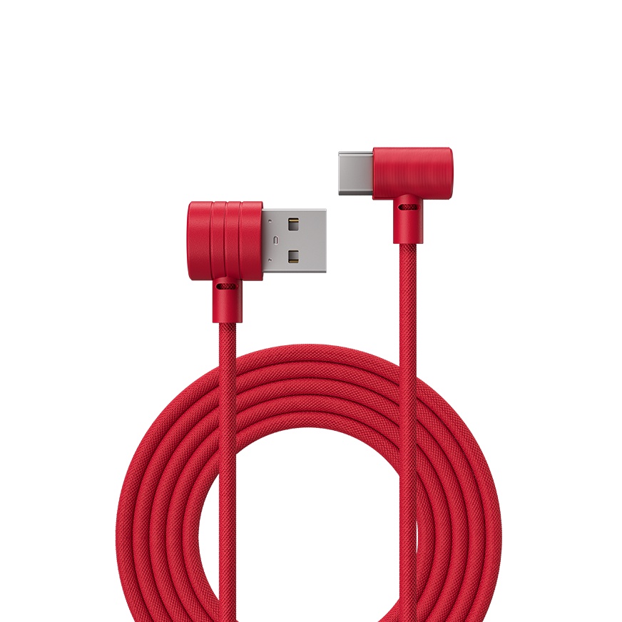 фото Кабель GAL 5108RD угловой USB A - Type-C 2A со световым индикатором заряда, 24AWG (2A), красный