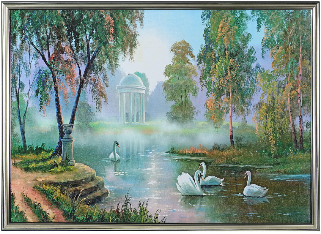 фото Картина Лебеди в городском пруду, 3946545, 53 х 73 см