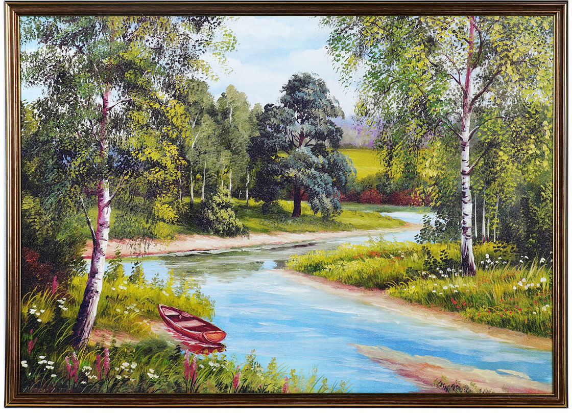 фото Картина Лодочка у реки, 3946548, 53 х 73 см