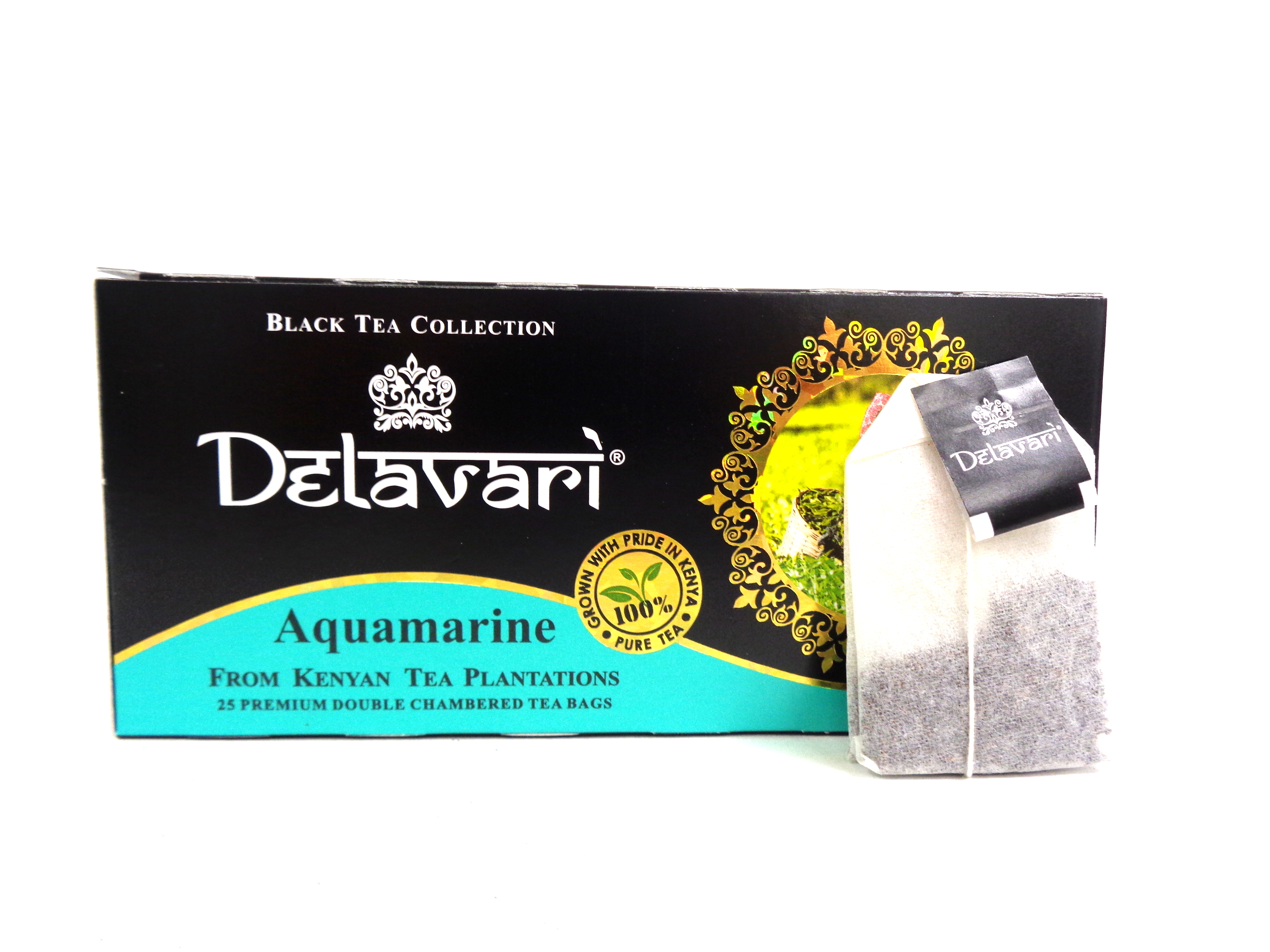 фото Чай в пакетиках Delavari АКВАМАРИН черный кенийский пакетированный двухкамерный с ярлычком 50 г