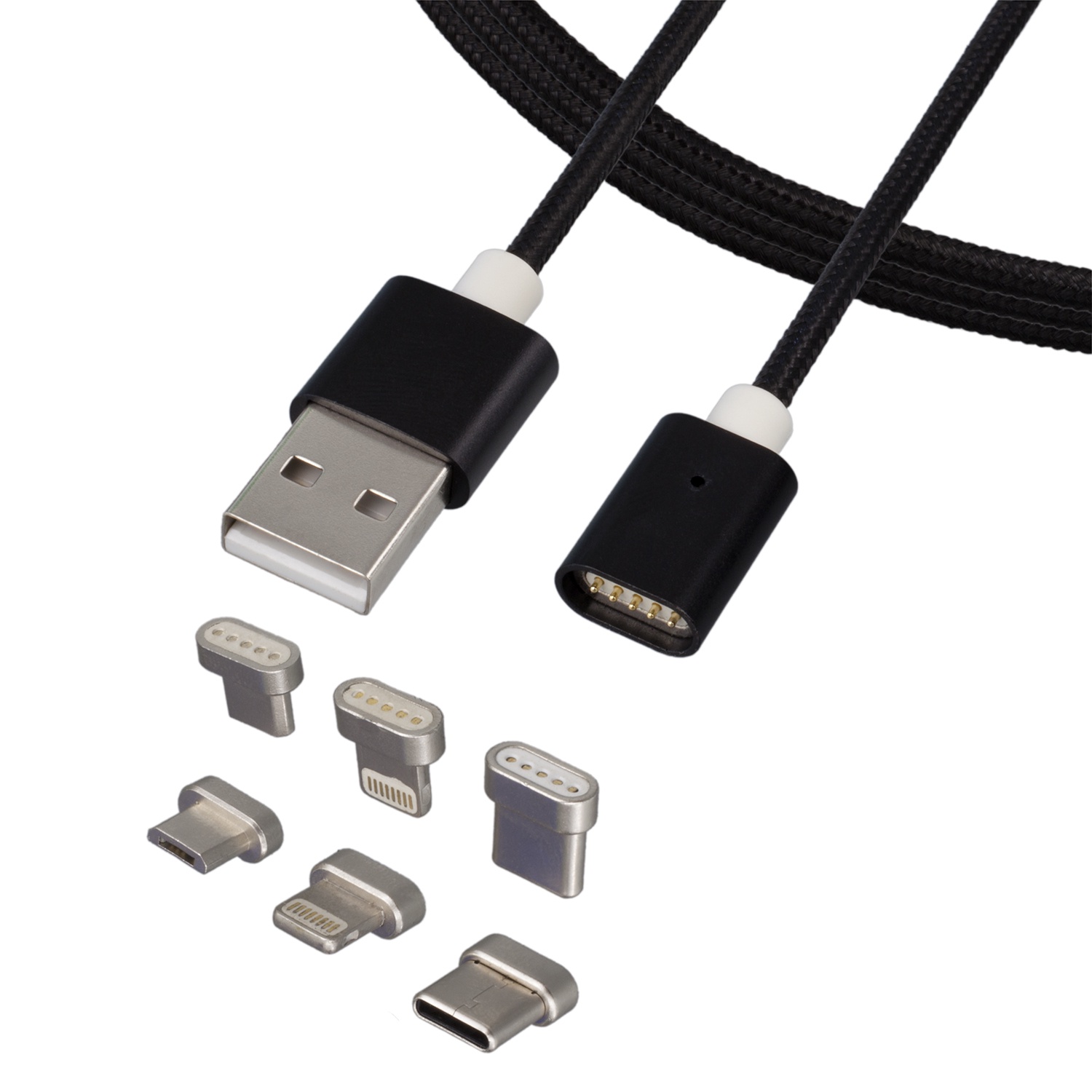 фото Кабель Magnetic Cable Lightning, TYPE-C, microUSB, черный