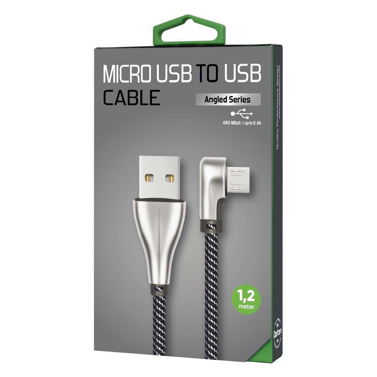 фото Кабель DORTEN Micro USB to USB cable: Angled Series 90, серебристый