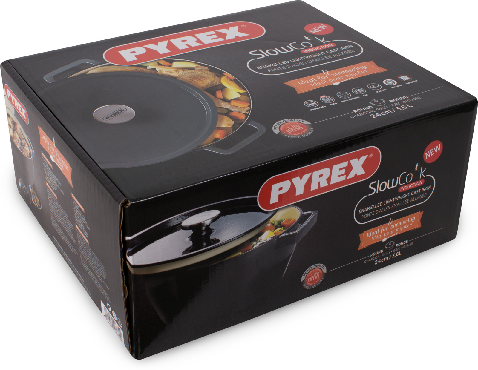 фото Кастрюля "Pyrex" с крышкой, цвет: серый, 3,6 л. SC4AC24