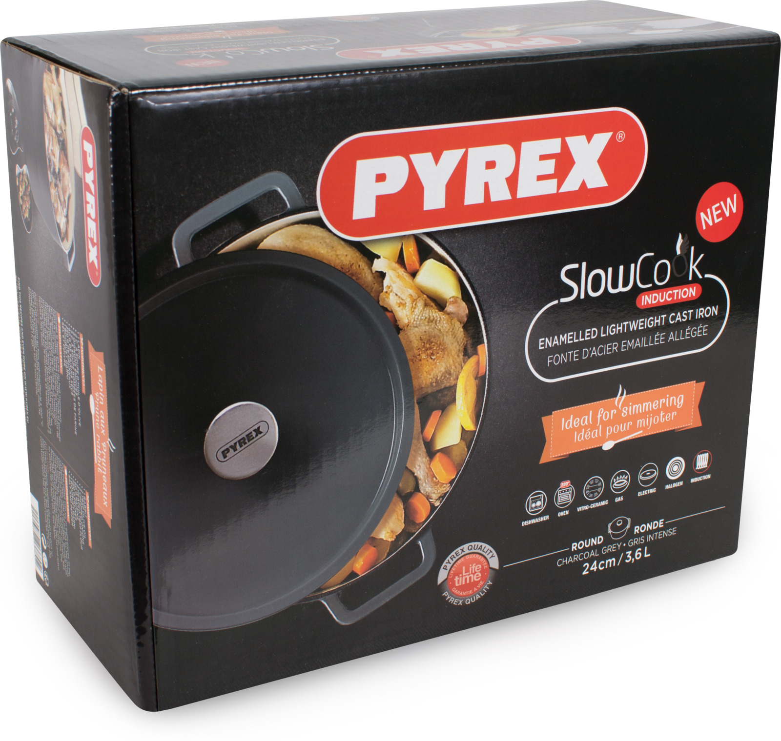 фото Кастрюля "Pyrex" с крышкой, цвет: серый, 3,6 л. SC4AC24