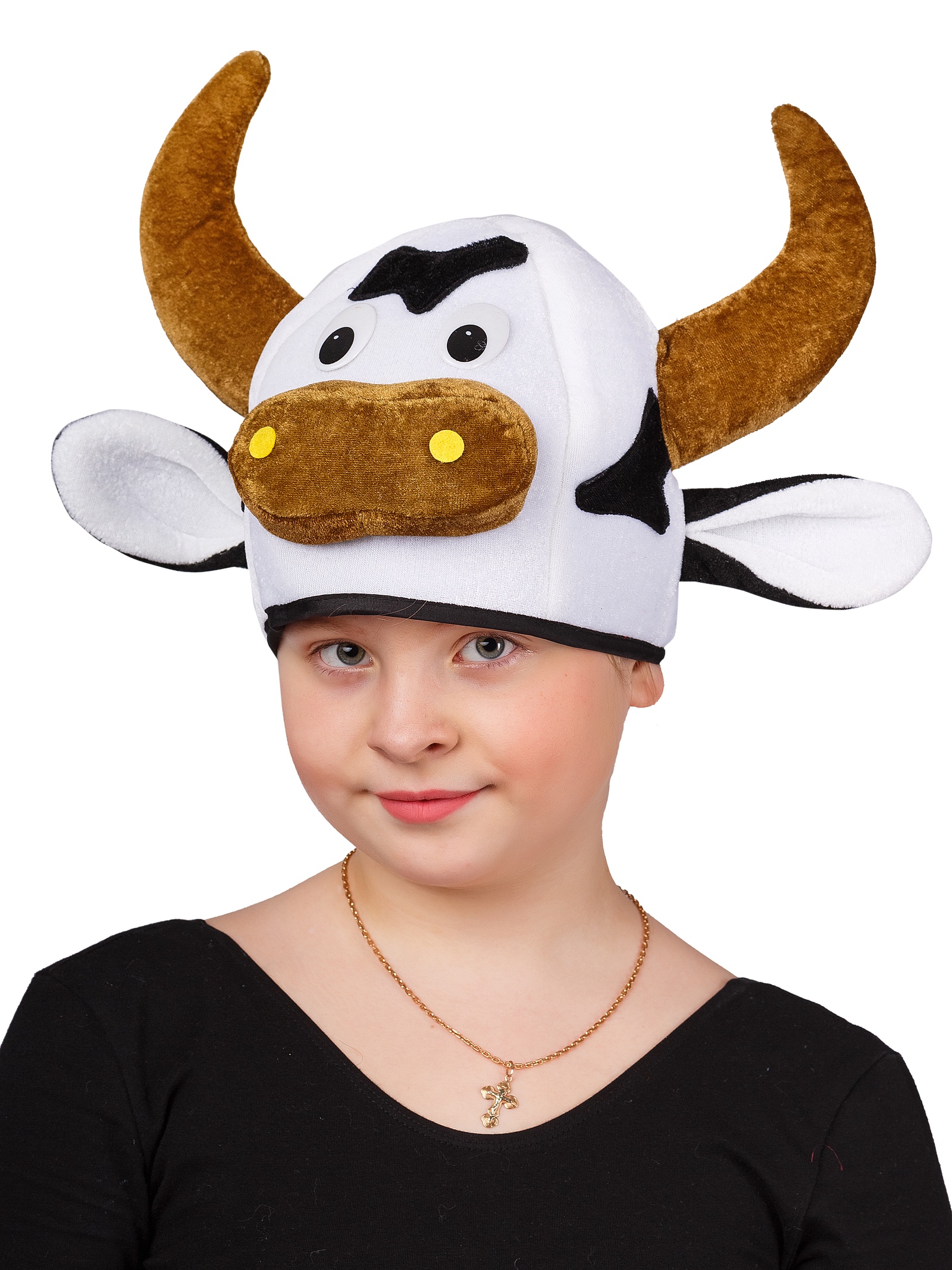 фото Аксессуар для детского праздника Gala-Вальс Шапка "Корова", белый, коричневый