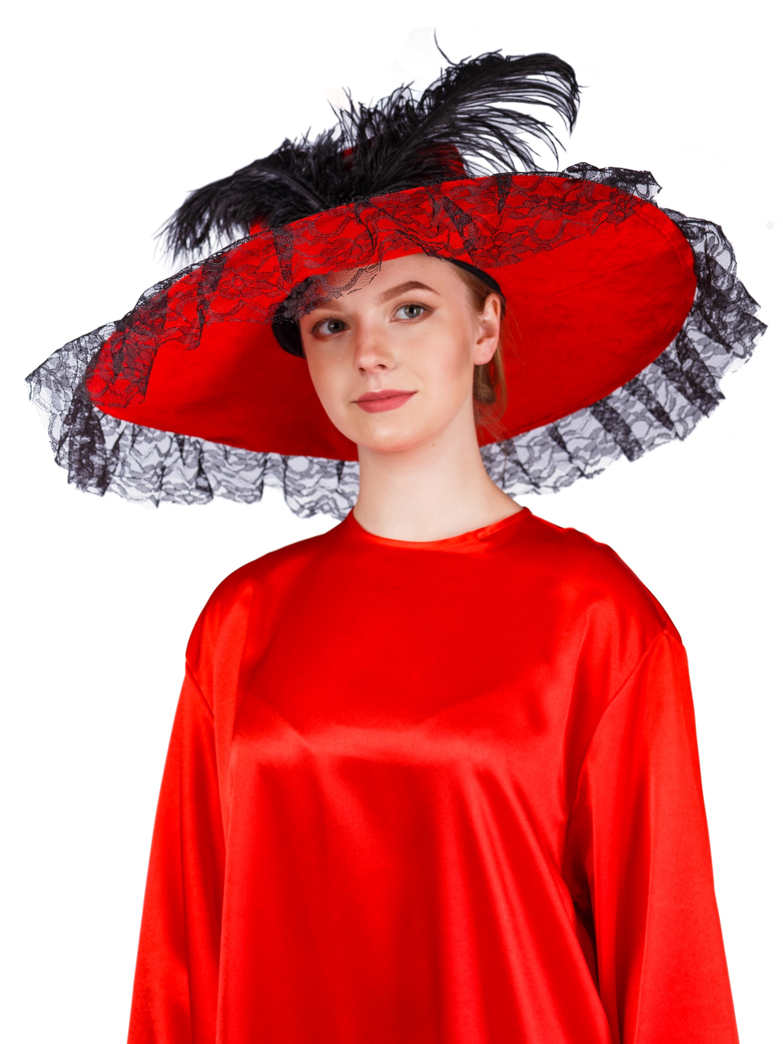 фото Шляпа карнавальная Gala-Вальс Шляпа "Дама" с пером, красный, черный