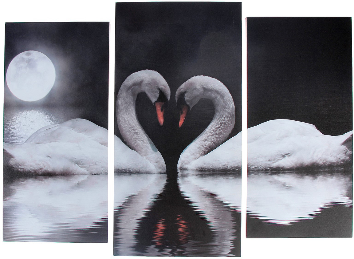 фото Картина Лебеди под луной, модульная, 3981646, 60 х 80 см
