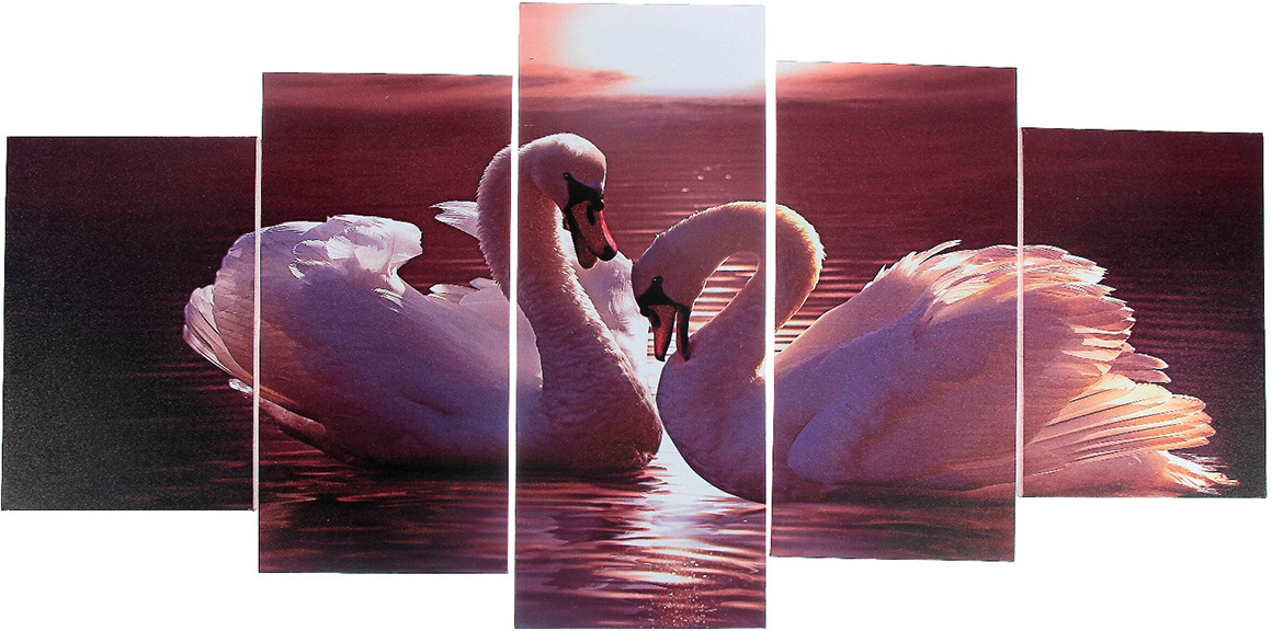 фото Картина Белые лебеди, модульная, 3981655, 100 х 50 см
