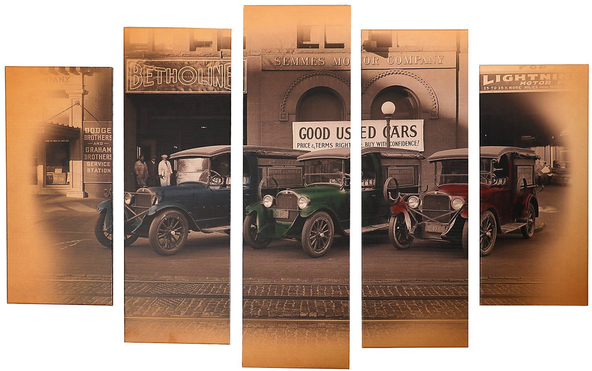 фото Картина Постер-Лайн "Ретро автомобили", модульная, 4018597, 120 х 80 см