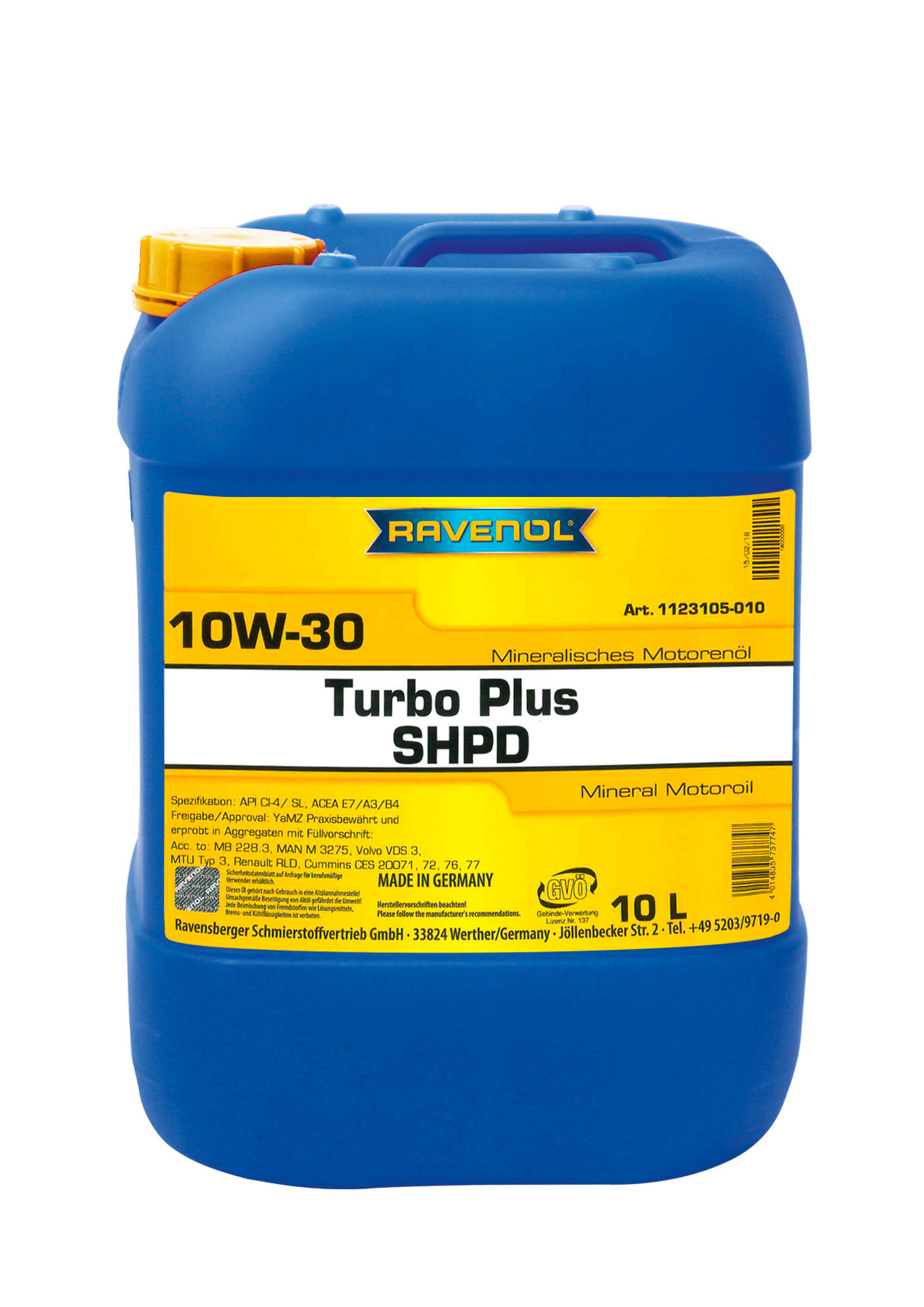 фото Моторное масло RAVENOL Turbo plus SHPD SAE 15W-40 (20л)