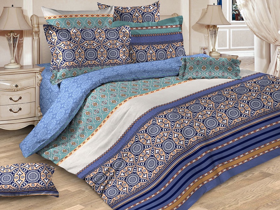 Комплект постельного белья ИМАТЕКС Маракеш-2е-70*70, светло-коричневый, синий