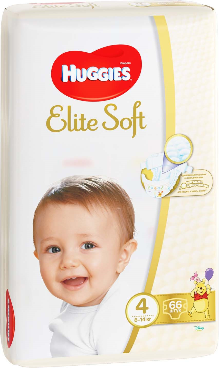 фото Huggies Подгузники Elite Soft 8-14 кг ( размер 4) 66 шт