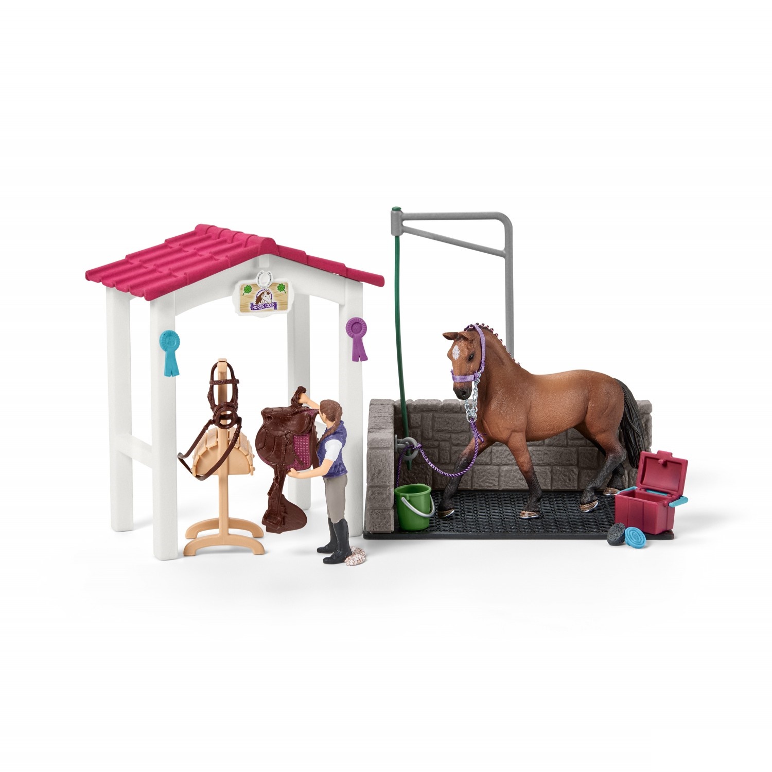 фото Фигурка Schleich 42404 Набор для мойки лошадей со стойлом