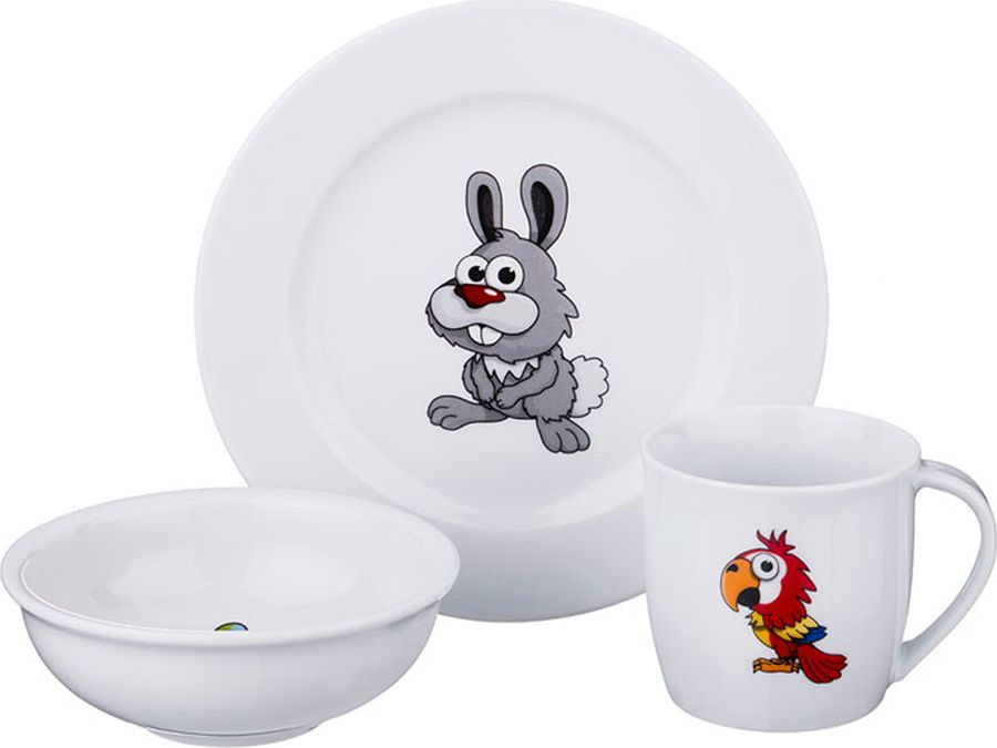 фото Набор посуды для кормленияAgness Зверята, 606-832, белый, 300 мл, 3 предмета