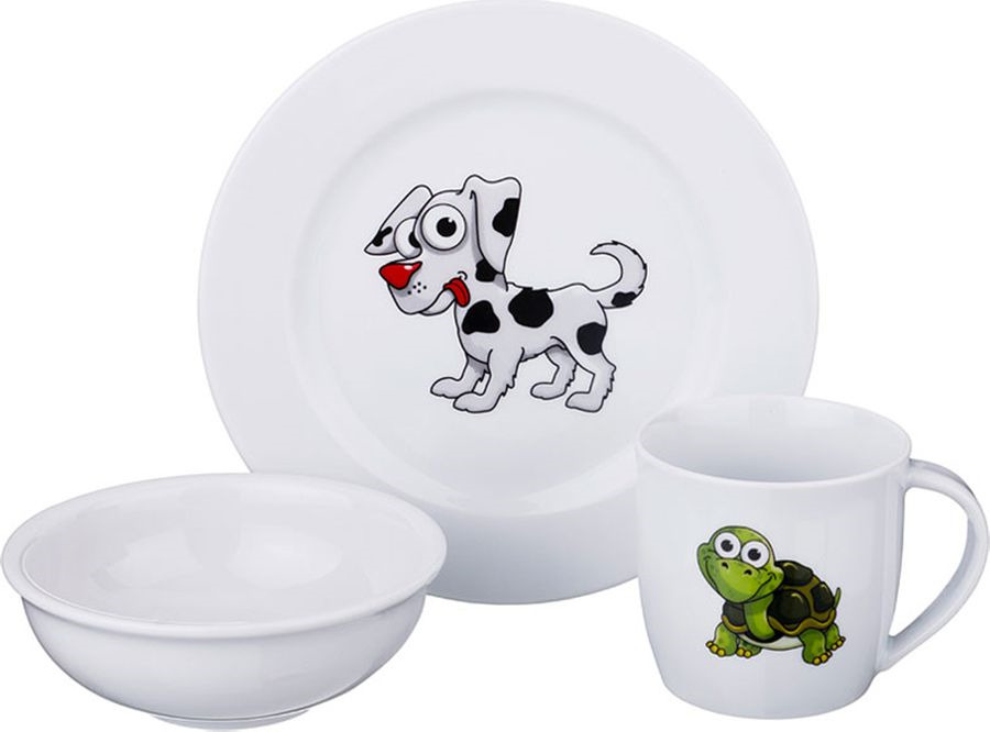 фото Набор посуды для кормленияAgness Зверята, 606-831, белый, 300 мл, 3 предмета