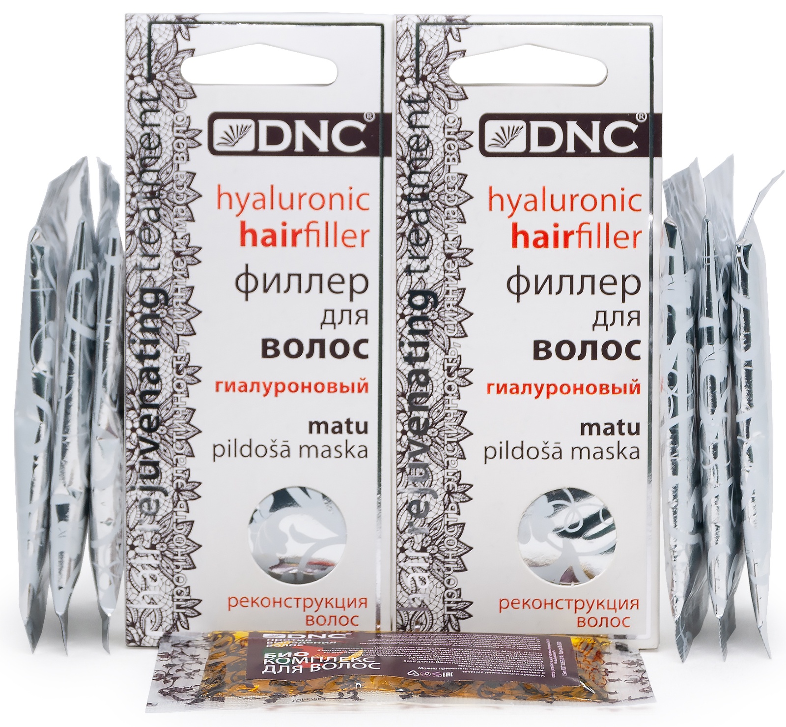 фото Набор: DNC Филлер для волос 3*15 мл*2 шт + Подарок Биокомплекс против выпадения волос 15 мл