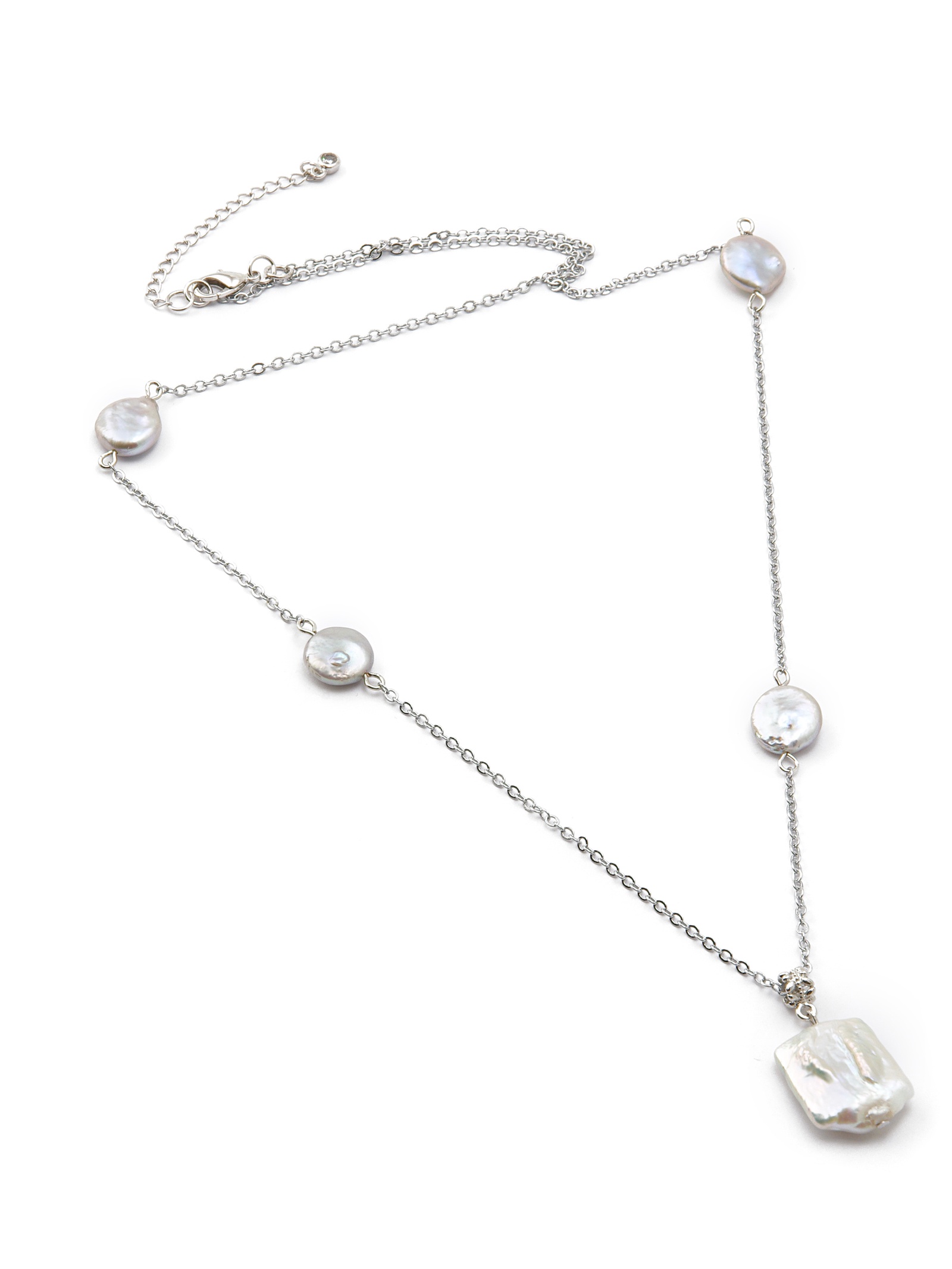 фото Колье/ожерелье бижутерное ЖемАрт 229-55, Жемчуг, Бижутерный сплав, белый, серебристый