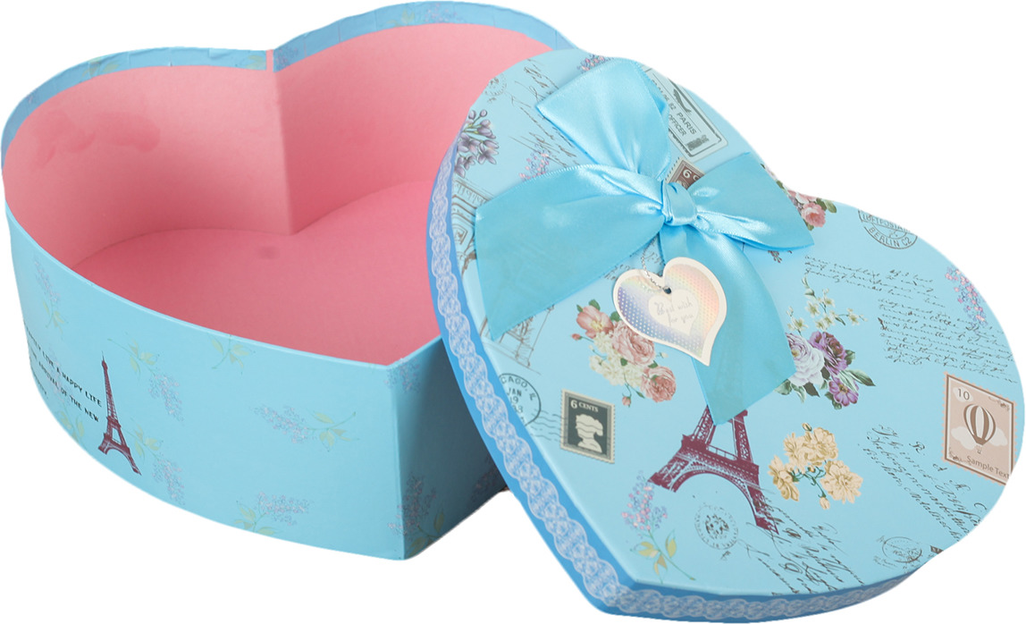 фото Подарочная упаковка "Сердце", голубой, 3 шт