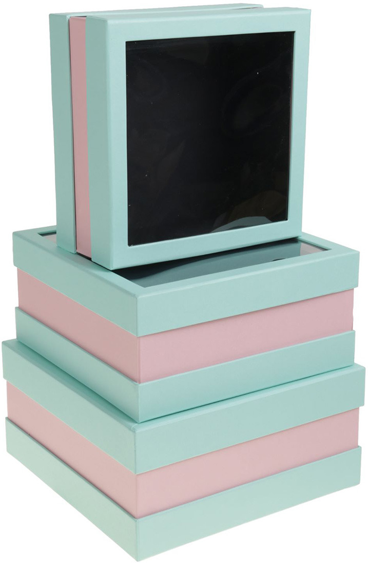 фото Набор подарочных коробок "3 в 1", квадратных, с окном, 2479701, 3 шт Иу жусима крафтс кампани лимитед
